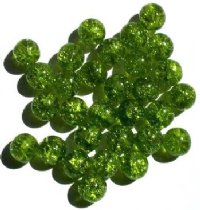 30 10mm Olive Crackle Beads